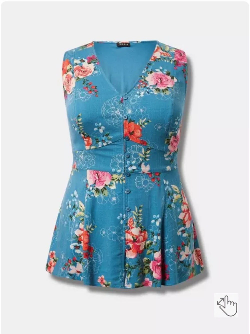 *NWT* Torrid Rayon Slub Button Up with Waist Detail Tank Size 1